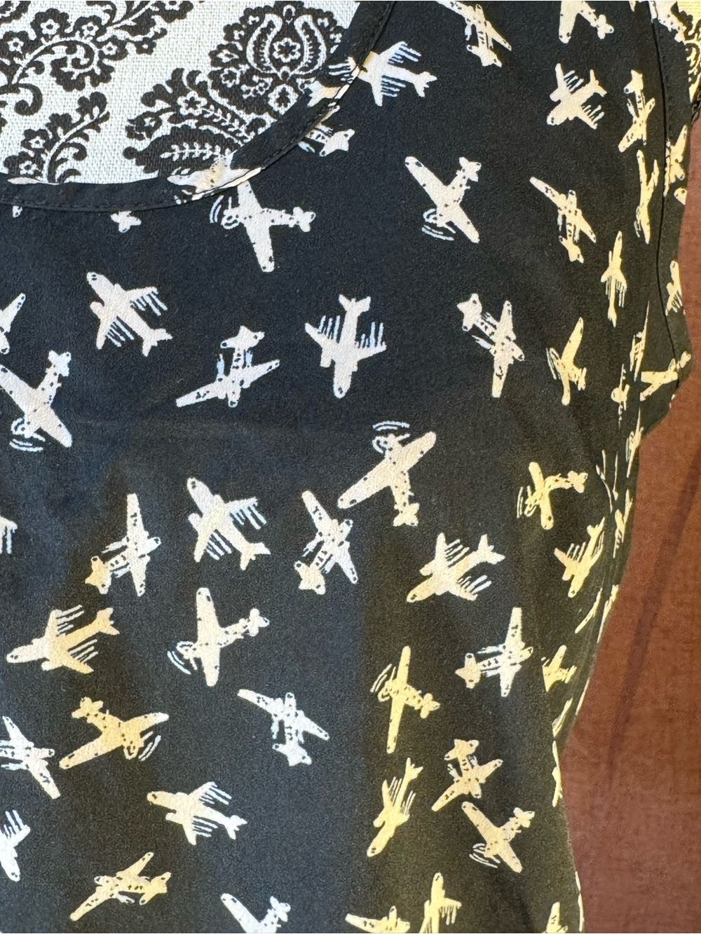 Banana Republic Airplane Print Black and White Sleeveless Printed Tank Top sz Sm - Picture 6 of 7